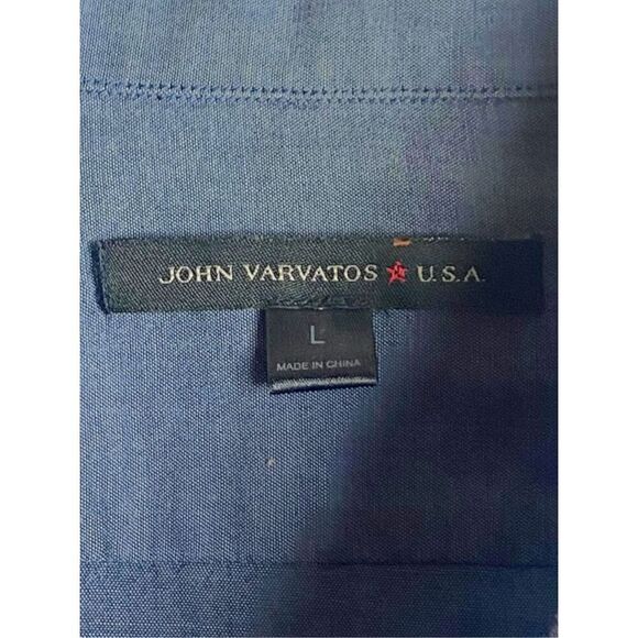 John Varvatos USA Mens Large Button Down Shirt Blue 100% Cotton Long Sleeve Casu - Picture 4 of 5